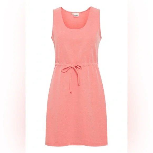 New! Ichi Kate cinched drawstring waist pique calypso pink Dress 35232 - Picture 1 of 15